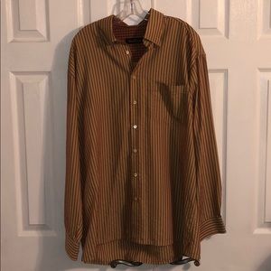 Bugatchi Button Down mustard/gold and red